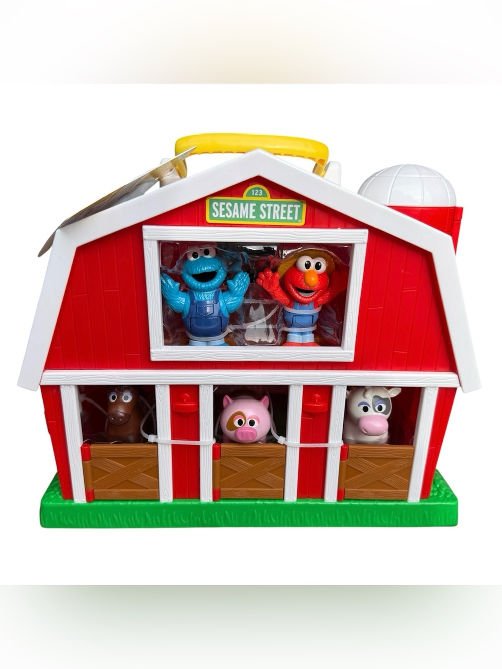 NWT Sesame Street Farm Barn Playset Elmo Cookie Monster Figurine Carry Case
